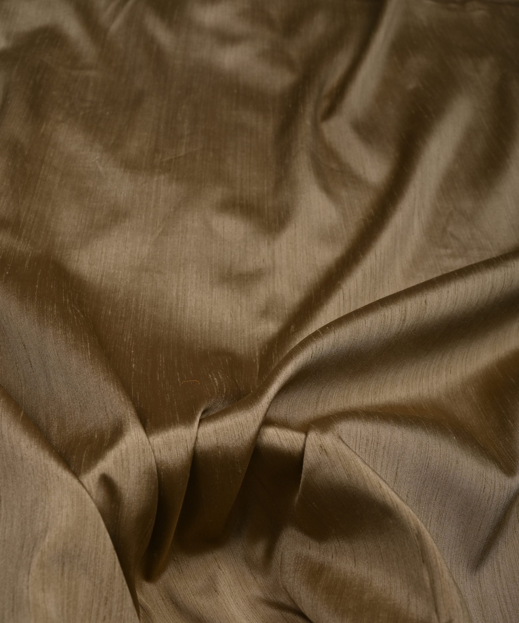 Dark Biege Plain Dyed Satin Slub Fabric