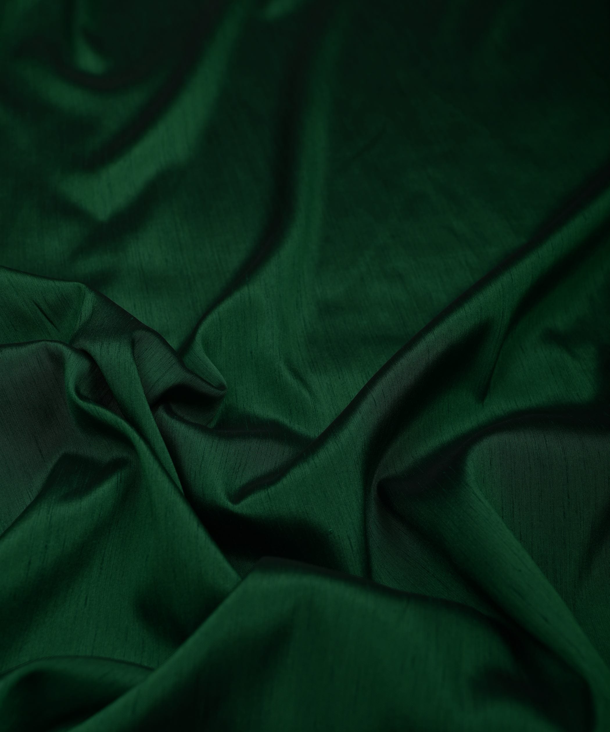 Dark Green Plain Dyed Satin Slub Fabric