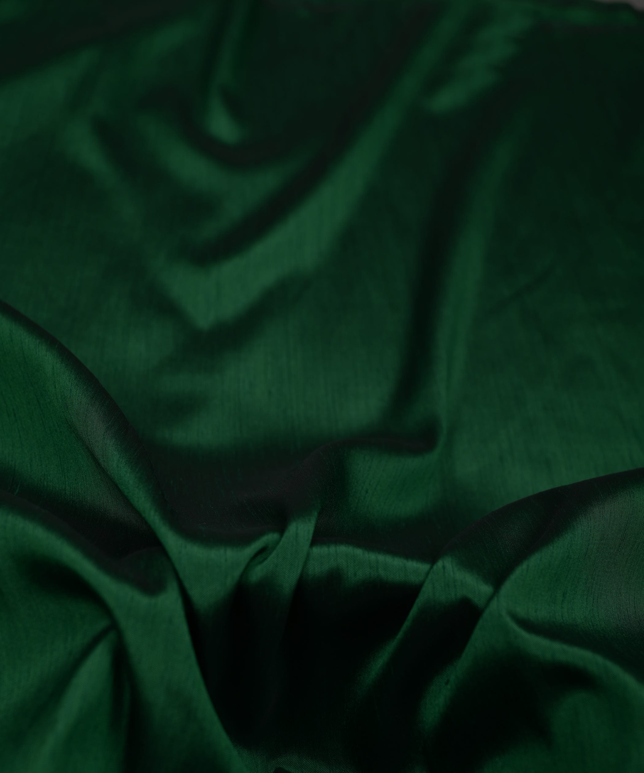 Dark Green Plain Dyed Satin Slub Fabric