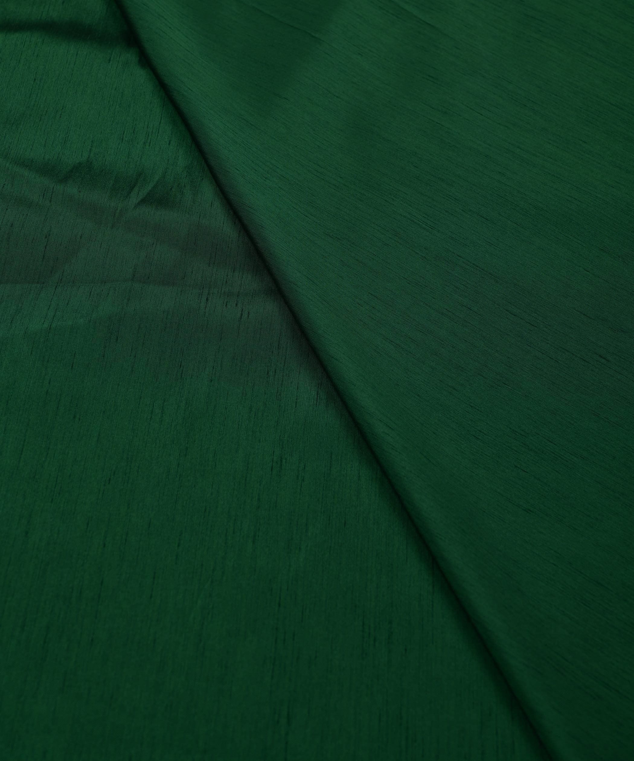 Dark Green Plain Dyed Satin Slub Fabric