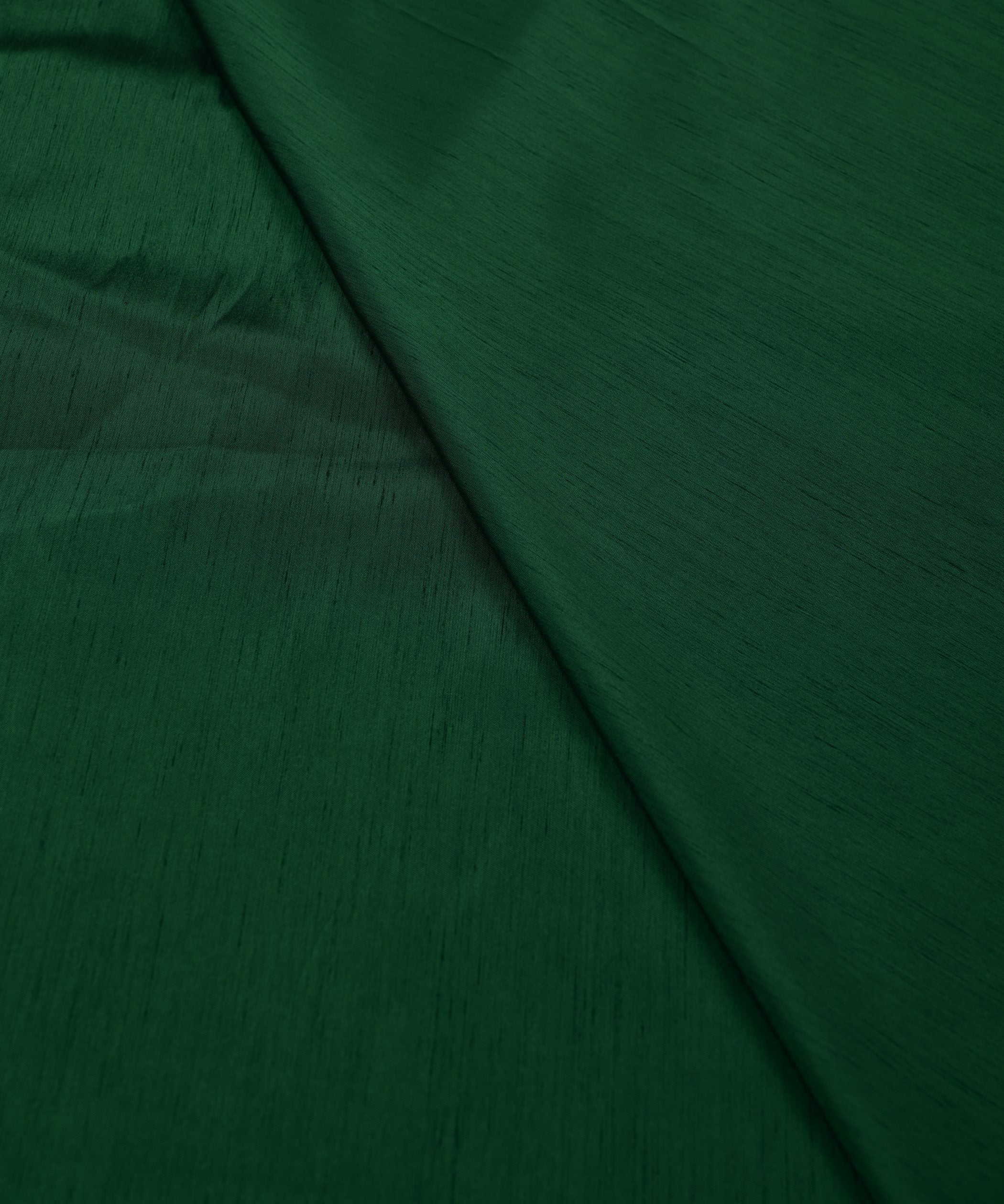 Dark Green Plain Dyed Satin Slub Fabric