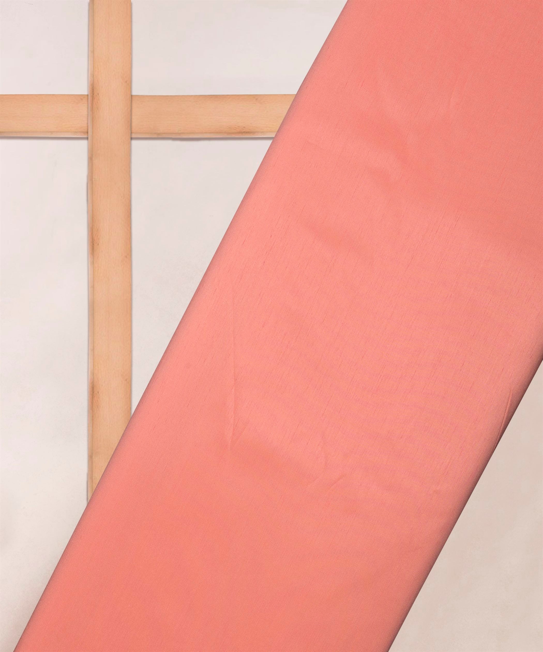 Light Peach Plain Dyed Satin Slub Fabric