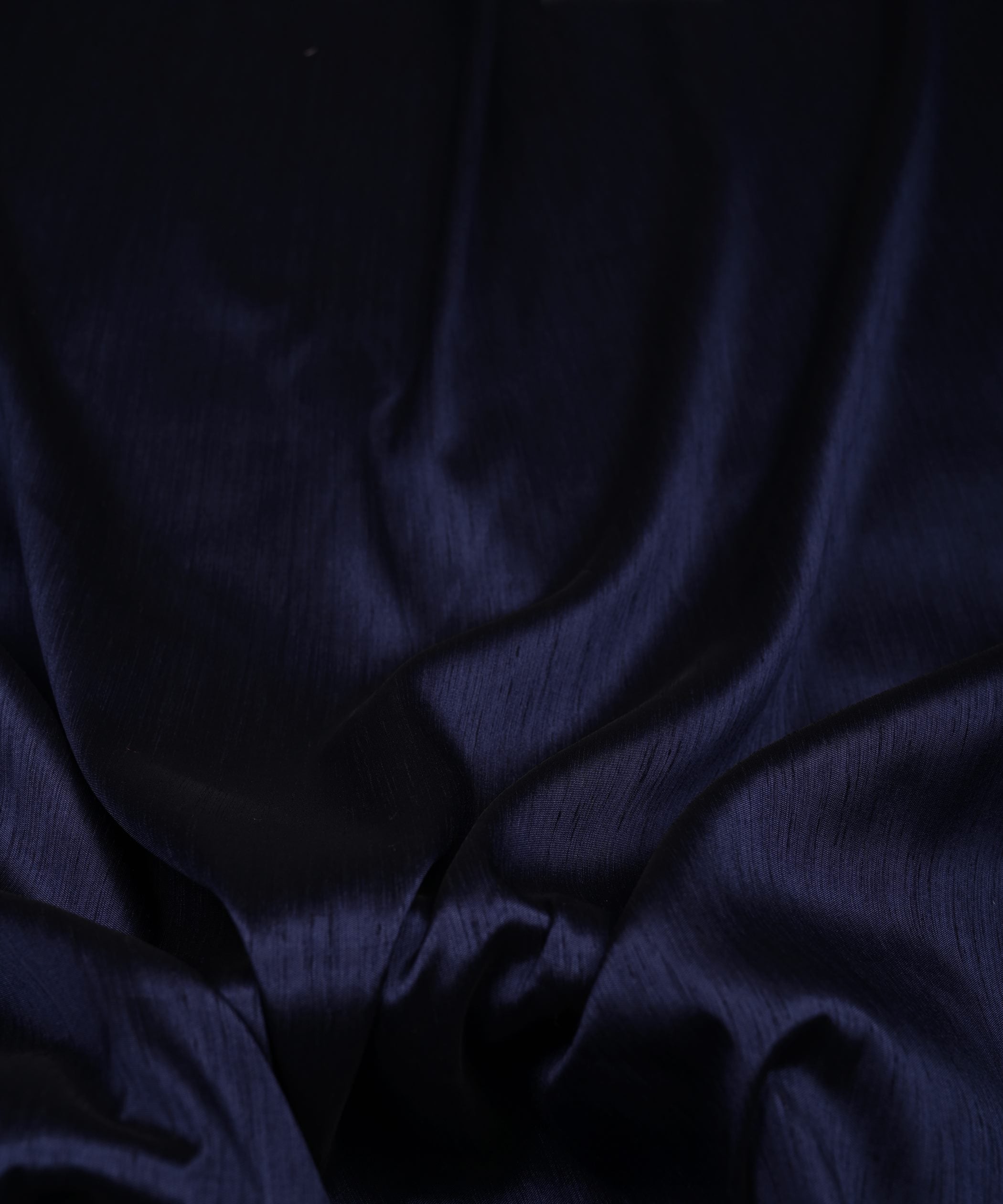 Navy Blue Plain Dyed Satin Slub Fabric