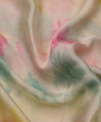 Baby Pink Satin Fabric with Colored Tie And Dye