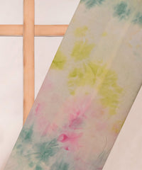 Baby Pink Satin Fabric with Colored Tie And Dye