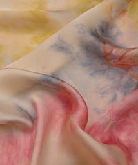 Butter Satin Fabric with Colored Tie And Dye