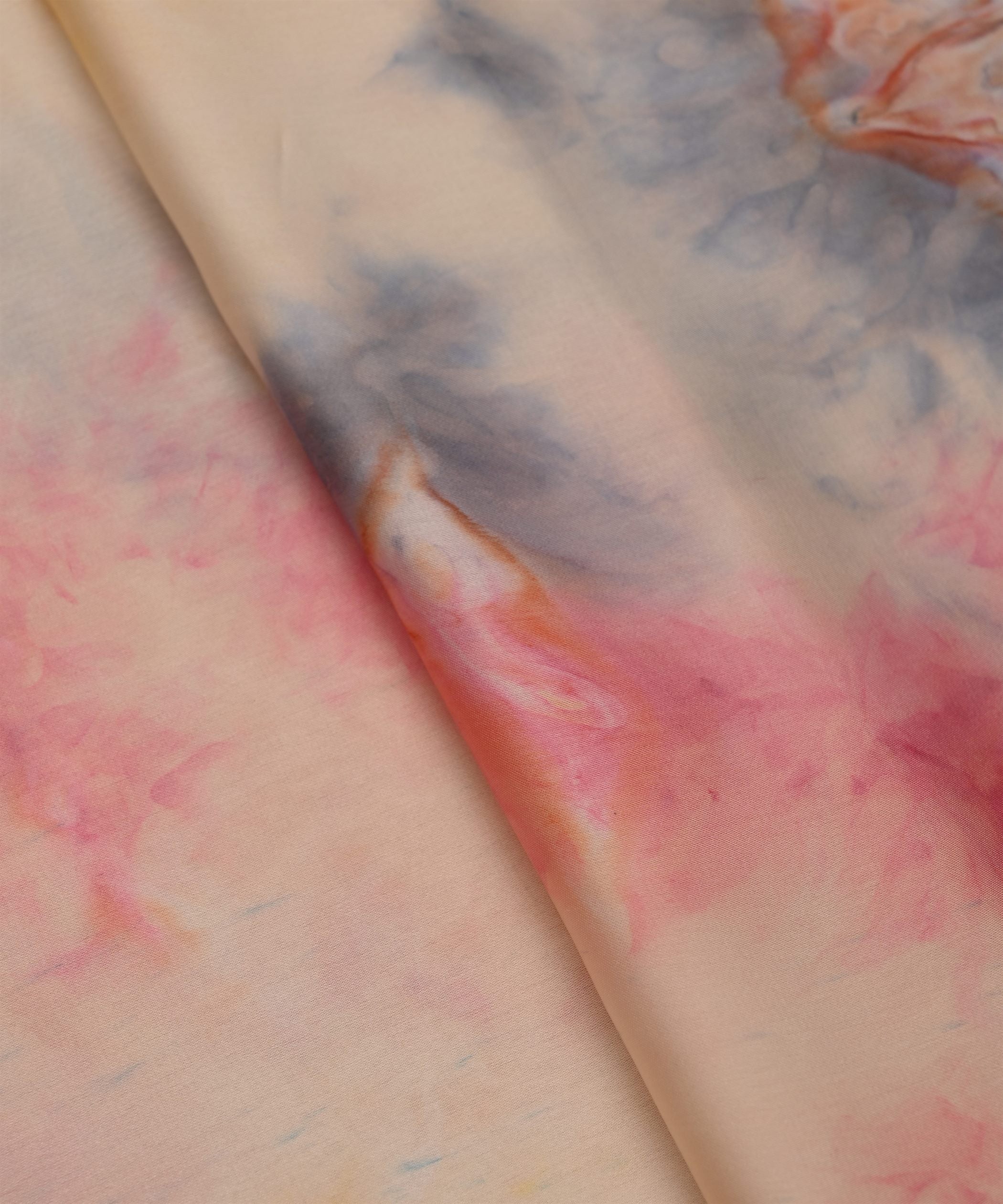Butter Satin Fabric with Colored Tie And Dye