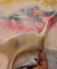 Butter Satin Fabric with Colored Tie And Dye
