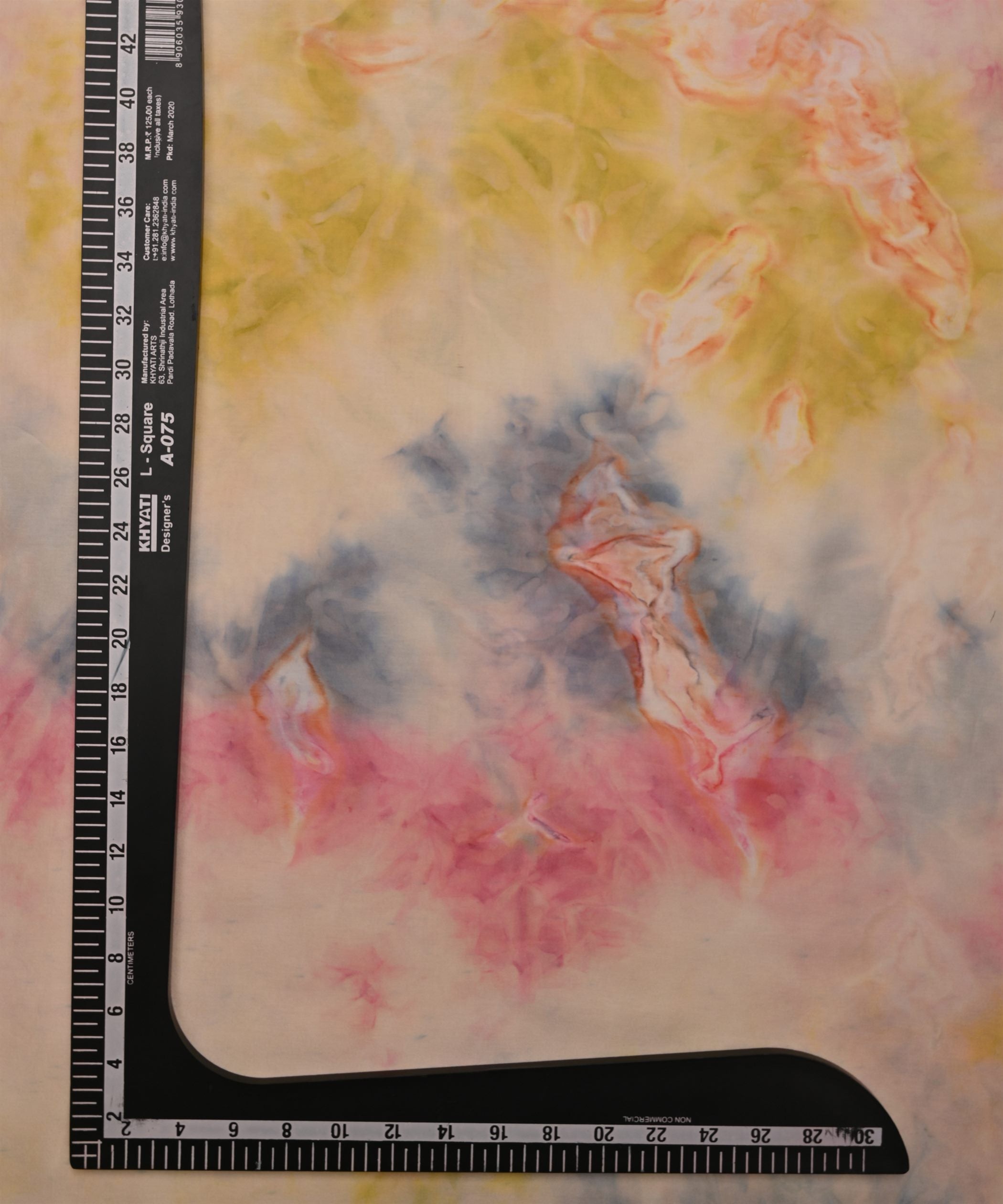 Butter Satin Fabric with Colored Tie And Dye