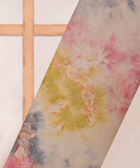 Butter Satin Fabric with Colored Tie And Dye