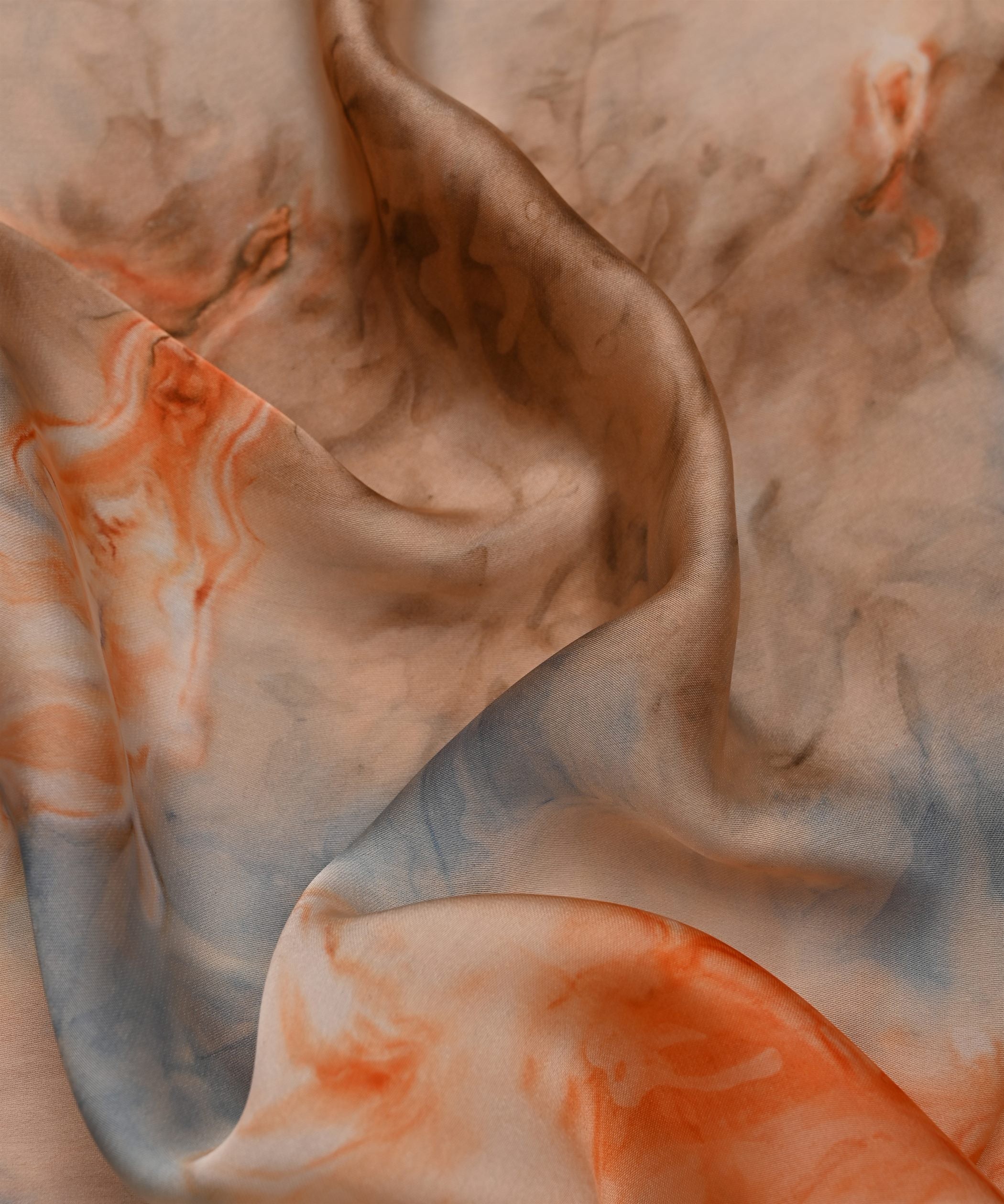 Light Coral Satin Fabric with Colored Tie And Dye