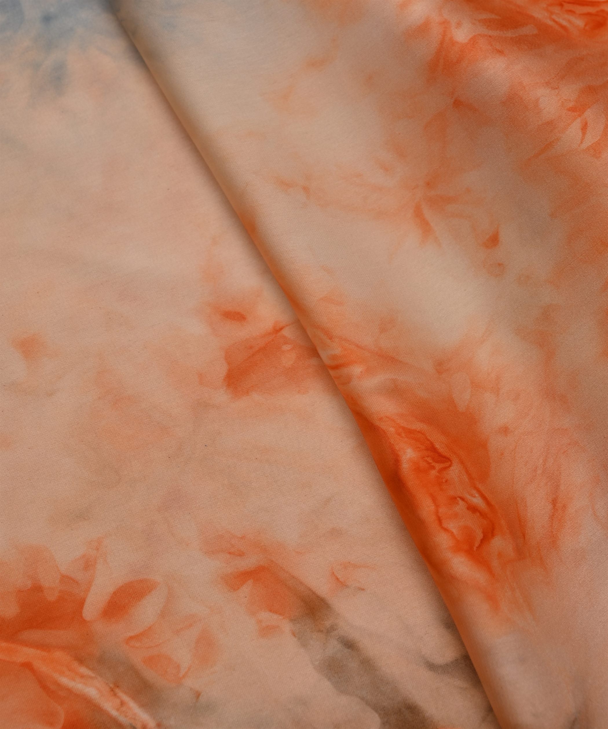 Light Coral Satin Fabric with Colored Tie And Dye
