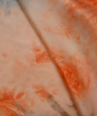 Light Coral Satin Fabric with Colored Tie And Dye