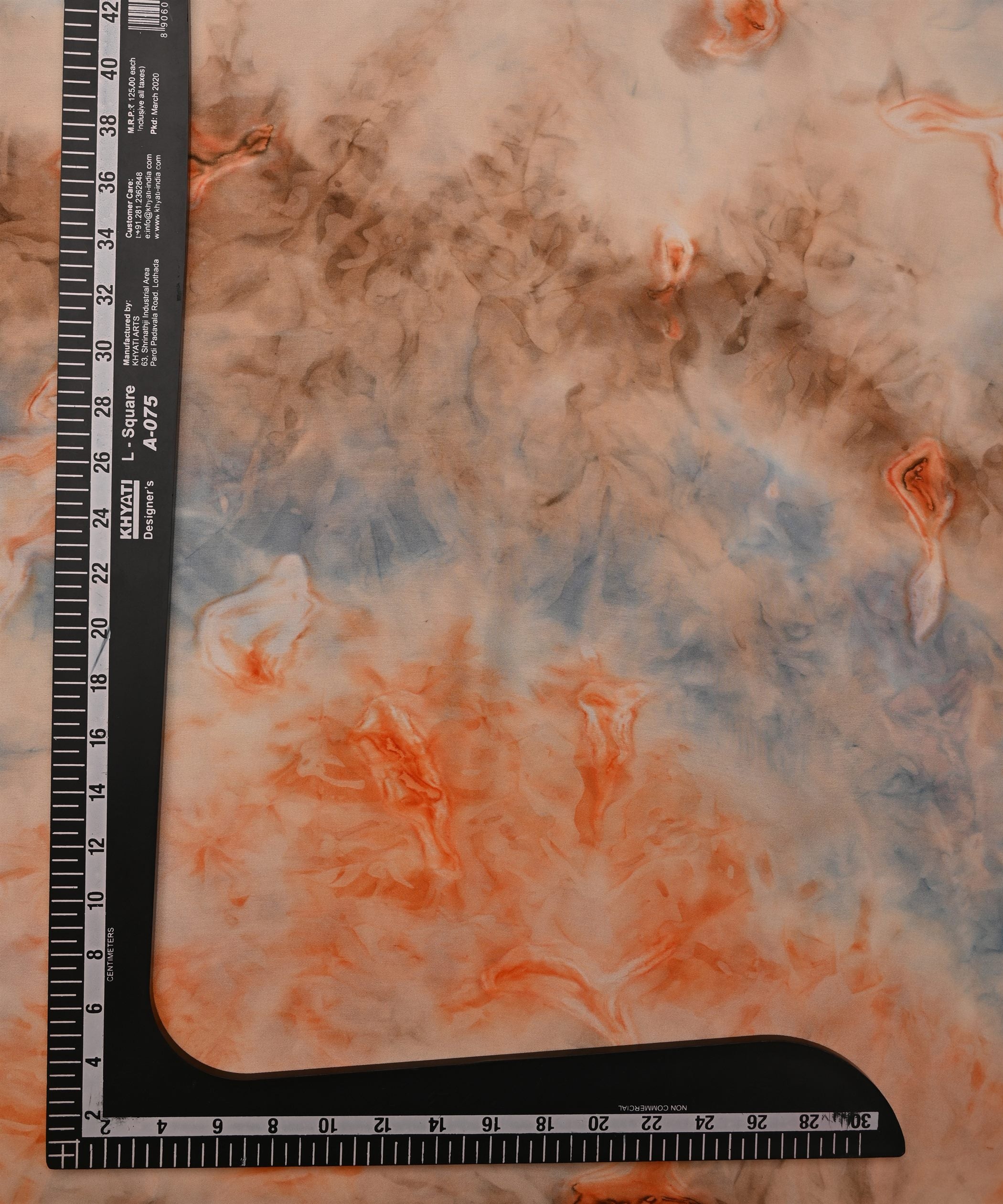 Light Coral Satin Fabric with Colored Tie And Dye