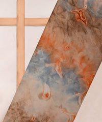 Light Coral Satin Fabric with Colored Tie And Dye