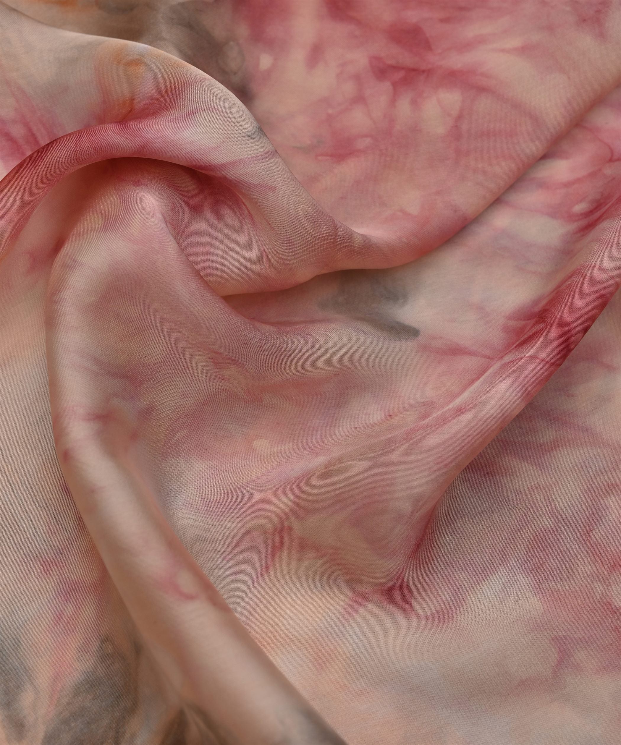 Light Maroon Satin Fabric with Colored Tie And Dye
