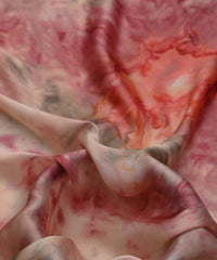 Light Maroon Satin Fabric with Colored Tie And Dye