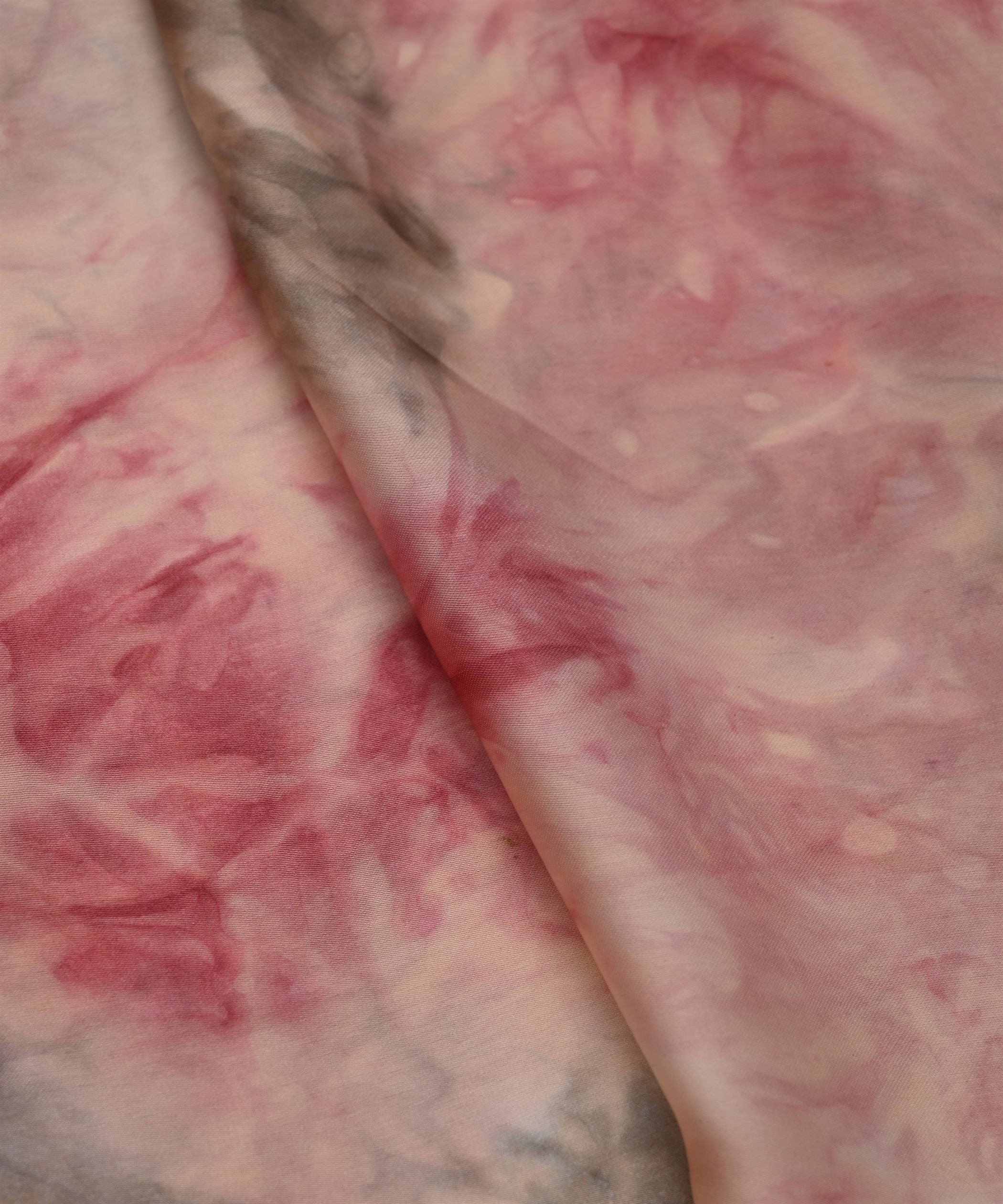 Light Maroon Satin Fabric with Colored Tie And Dye