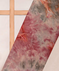 Light Maroon Satin Fabric with Colored Tie And Dye