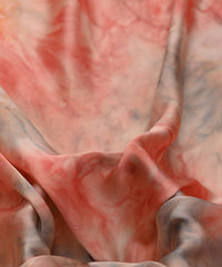 Light Red Satin Fabric with Colored Tie And Dye