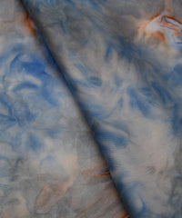 Navy Blue Satin Fabric with Colored Tie And Dye