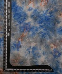 Navy Blue Satin Fabric with Colored Tie And Dye
