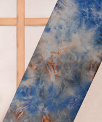 Navy Blue Satin Fabric with Colored Tie And Dye