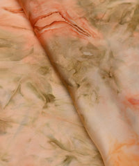 Orange Satin Fabric with Colored Tie And Dye