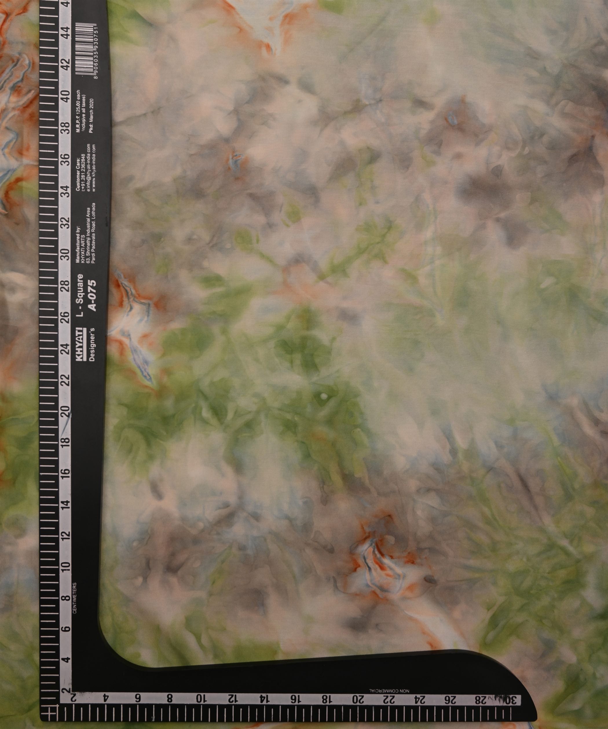 Pista Green Satin Fabric with Colored Tie And Dye
