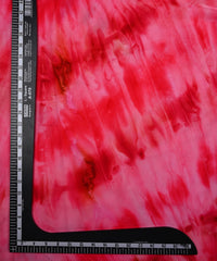 Red & Pink Satin Fabric with Tie and Dye