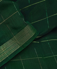 Bottle Green Semi Linen fabric with checks