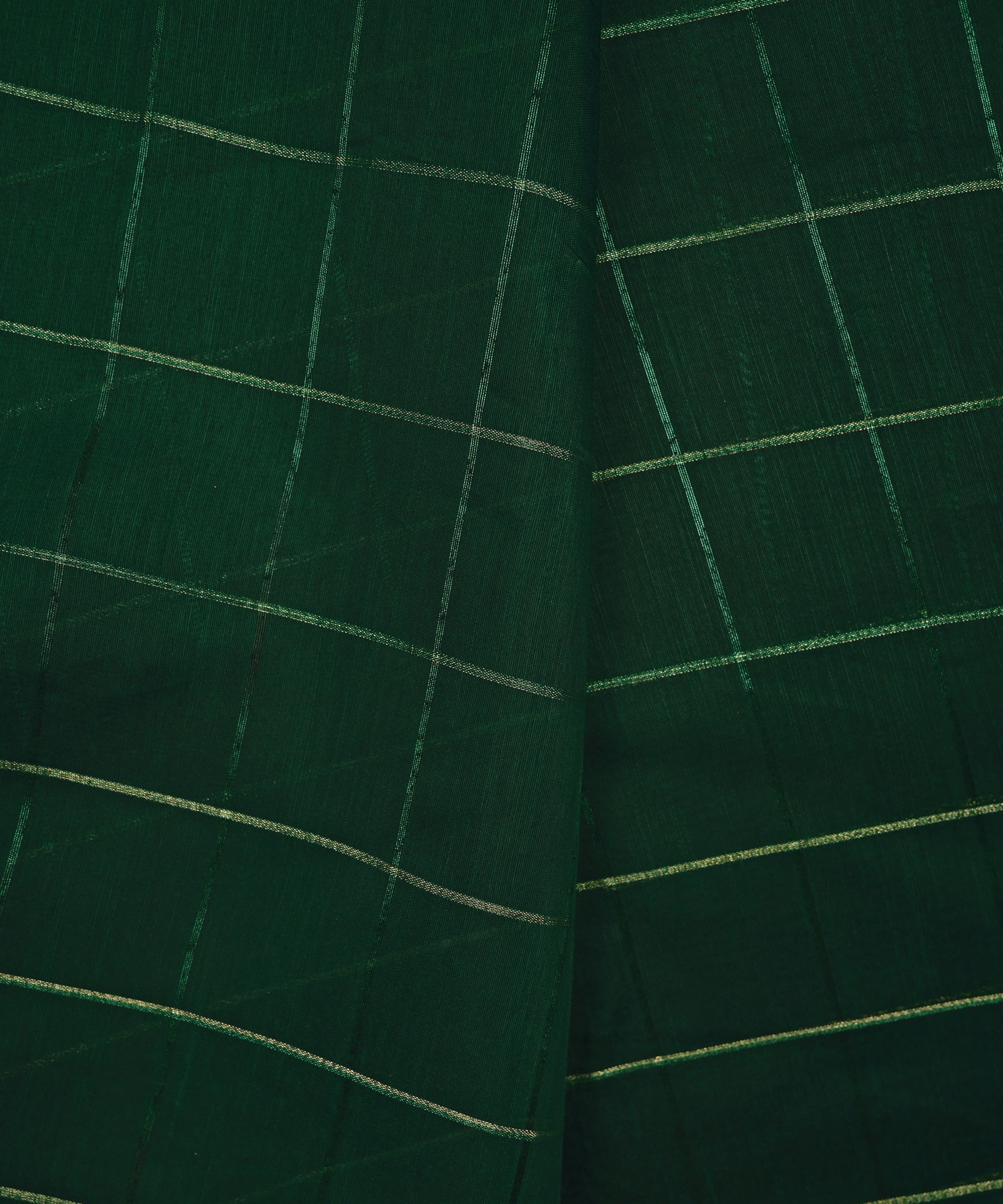 Bottle Green Semi Linen fabric with checks