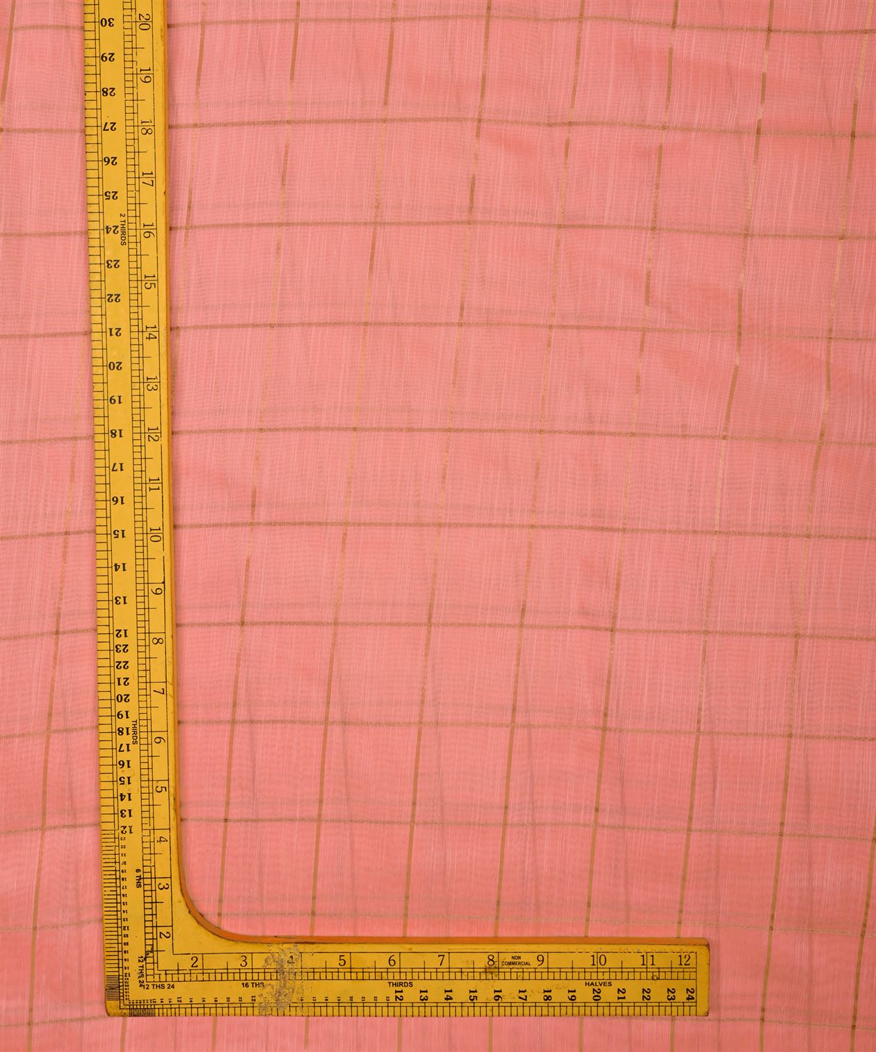 Light Pink Semi Linen fabric with checks