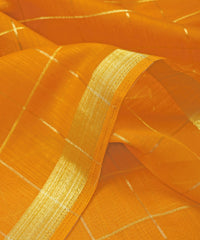 Mustard Yellow Semi Linen fabric with checks