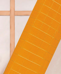 Mustard Yellow Semi Linen fabric with checks