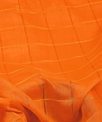 Orange Semi Linen fabric with checks