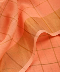 Peach Semi Linen fabric with checks