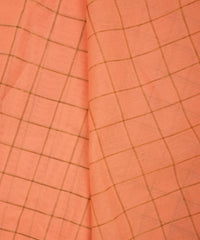Peach Semi Linen fabric with checks