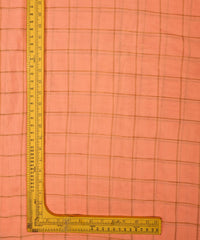Peach Semi Linen fabric with checks