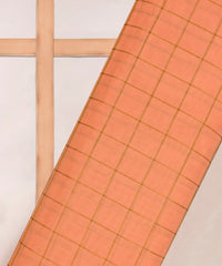 Peach Semi Linen fabric with checks