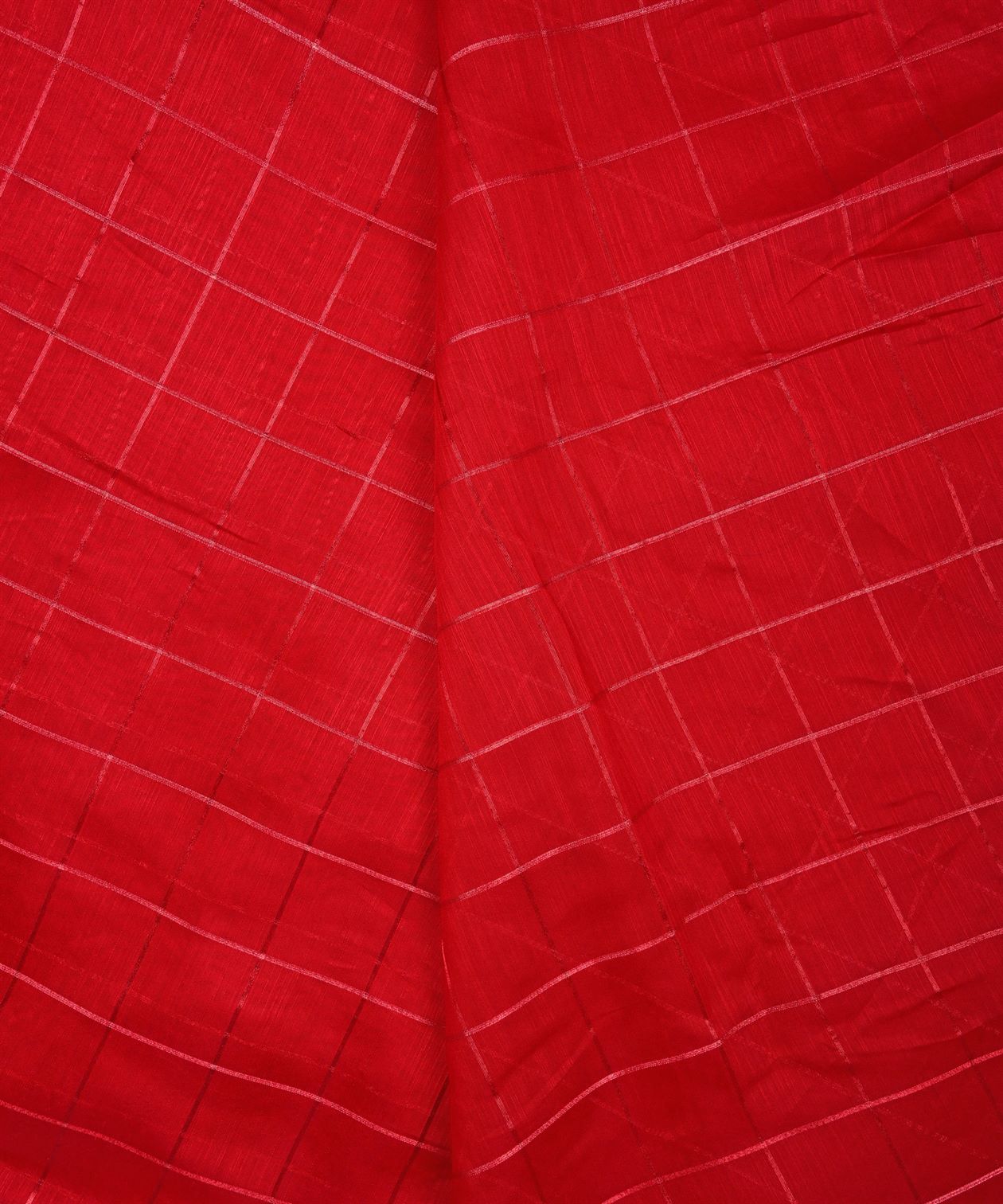 Red Semi Linen fabric with checks