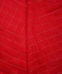 Red Semi Linen fabric with checks