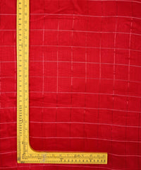 Red Semi Linen fabric with checks