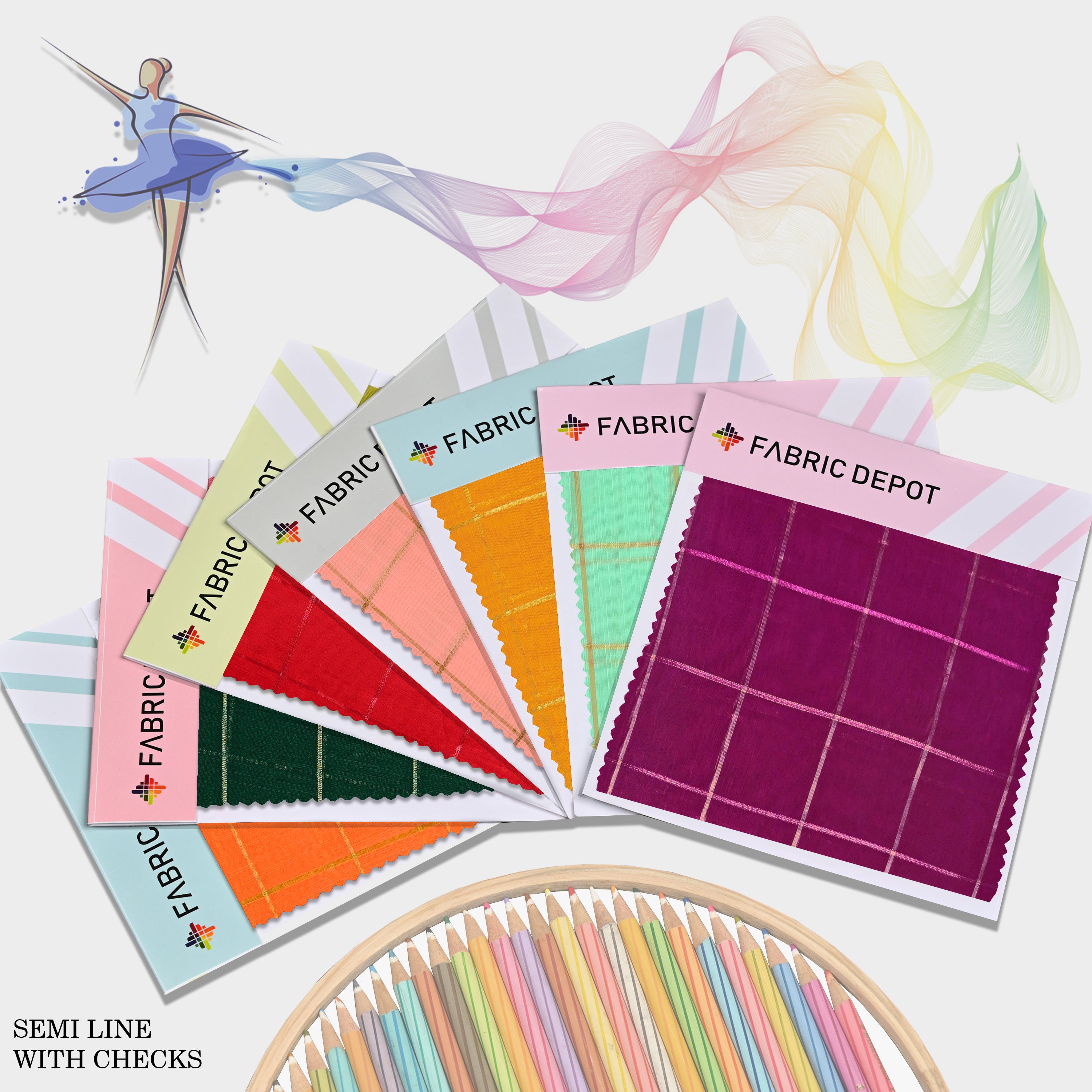 Check Swatches Semi linen With Checks-Swatch Card – Fabric Depot