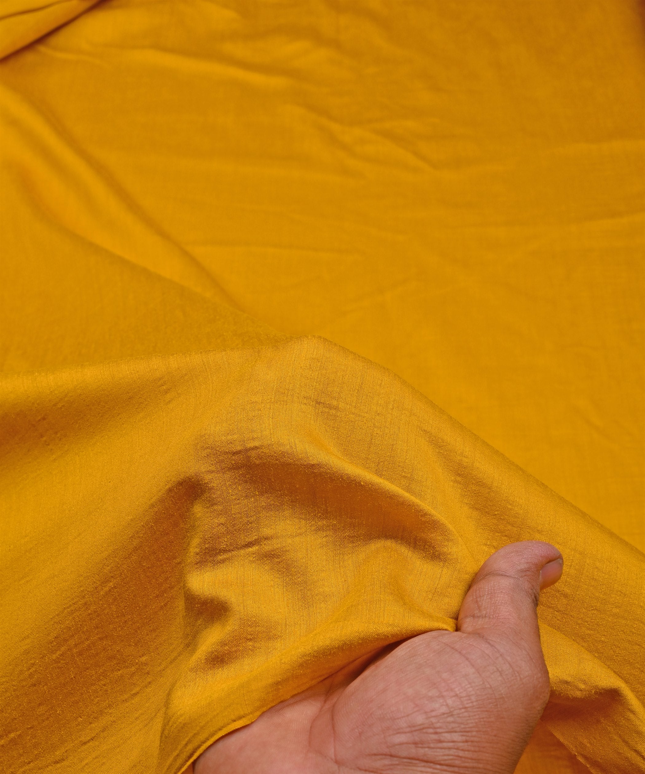 Mustard Yellow Plain Dyed Semi Muslin Fabric