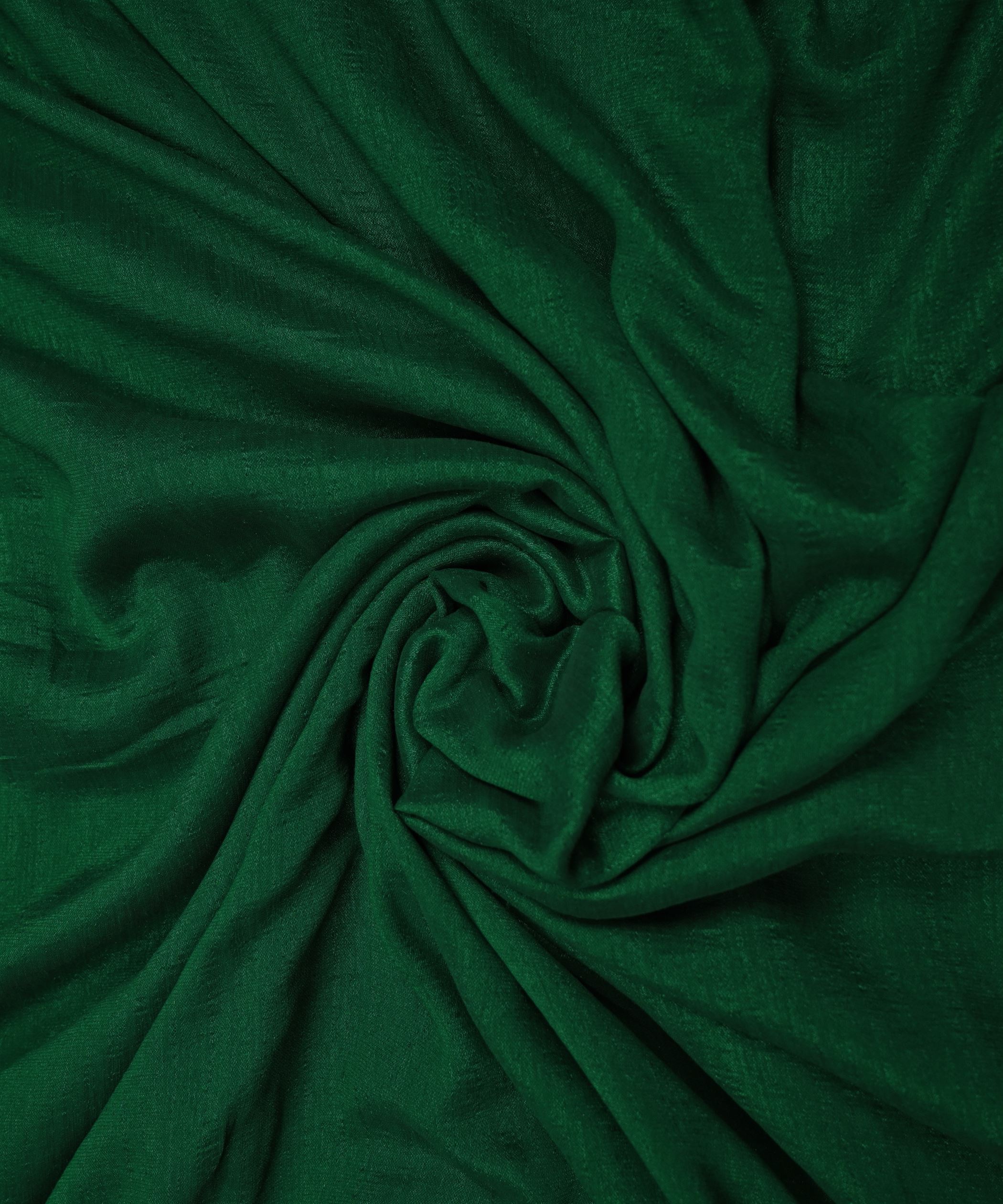 Dark Green Plain Dyed Semi Silk Fabric