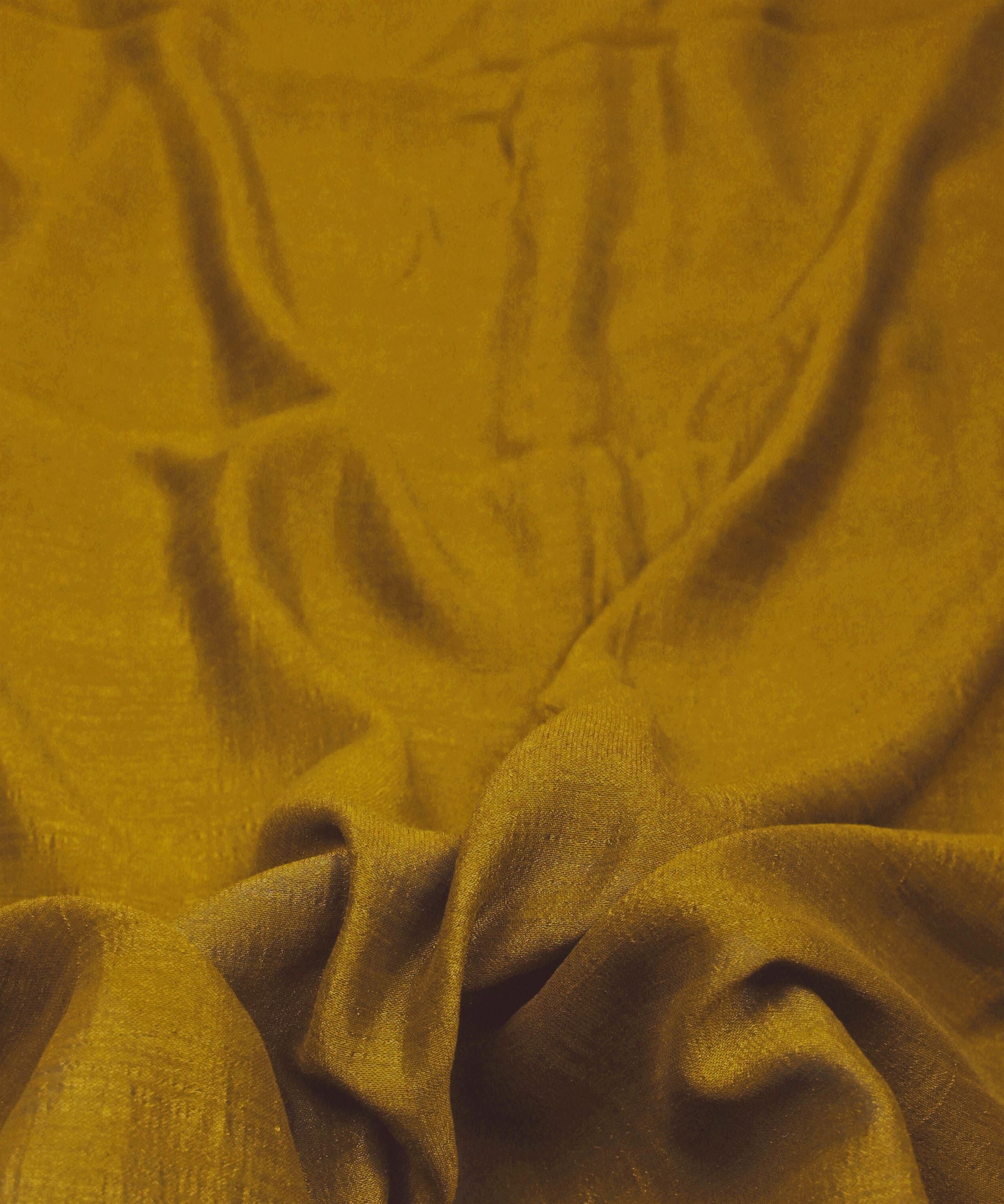Mustard Yellow Plain Dyed Semi Silk Fabric