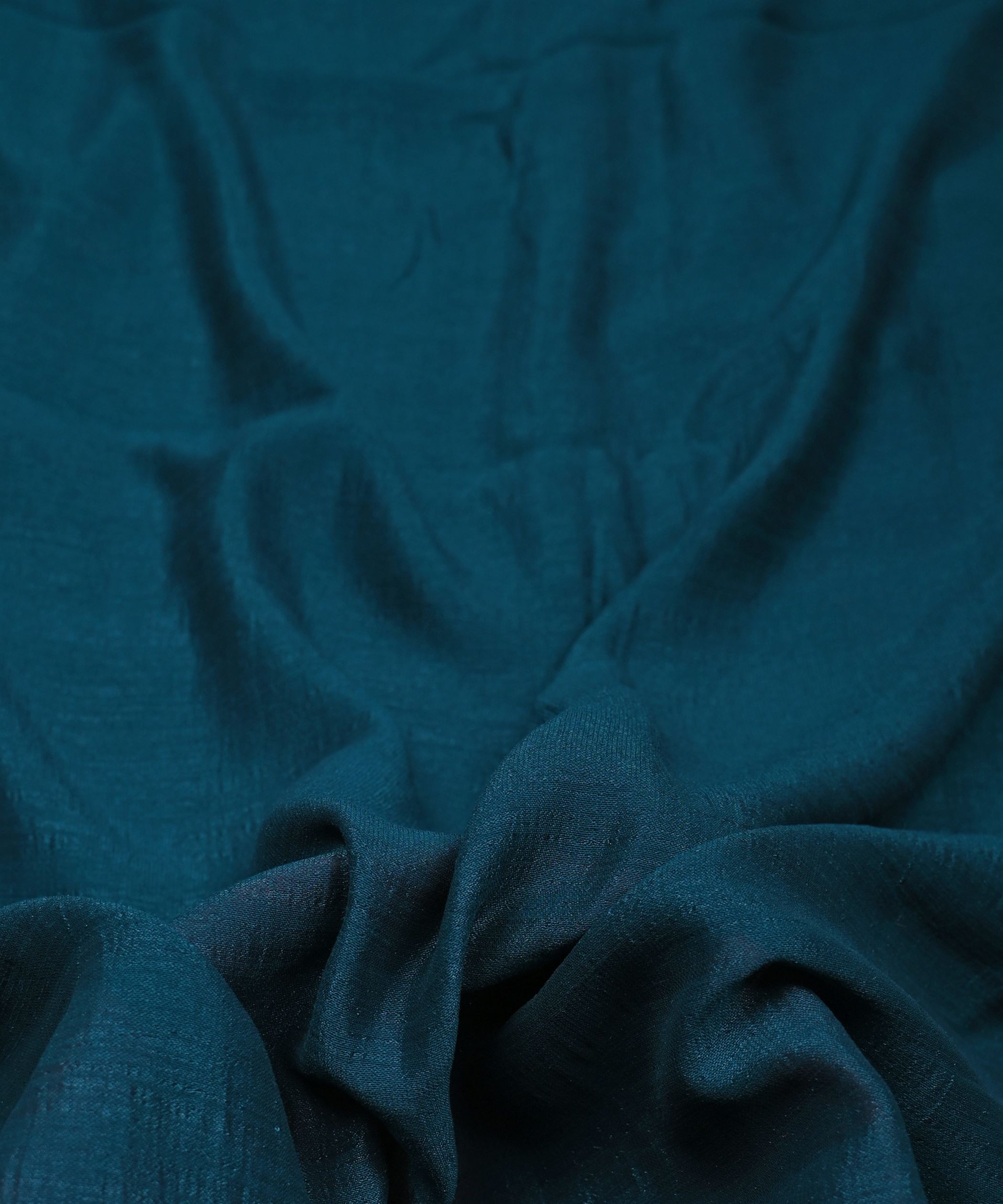 Teal Plain Dyed Semi Silk Fabric