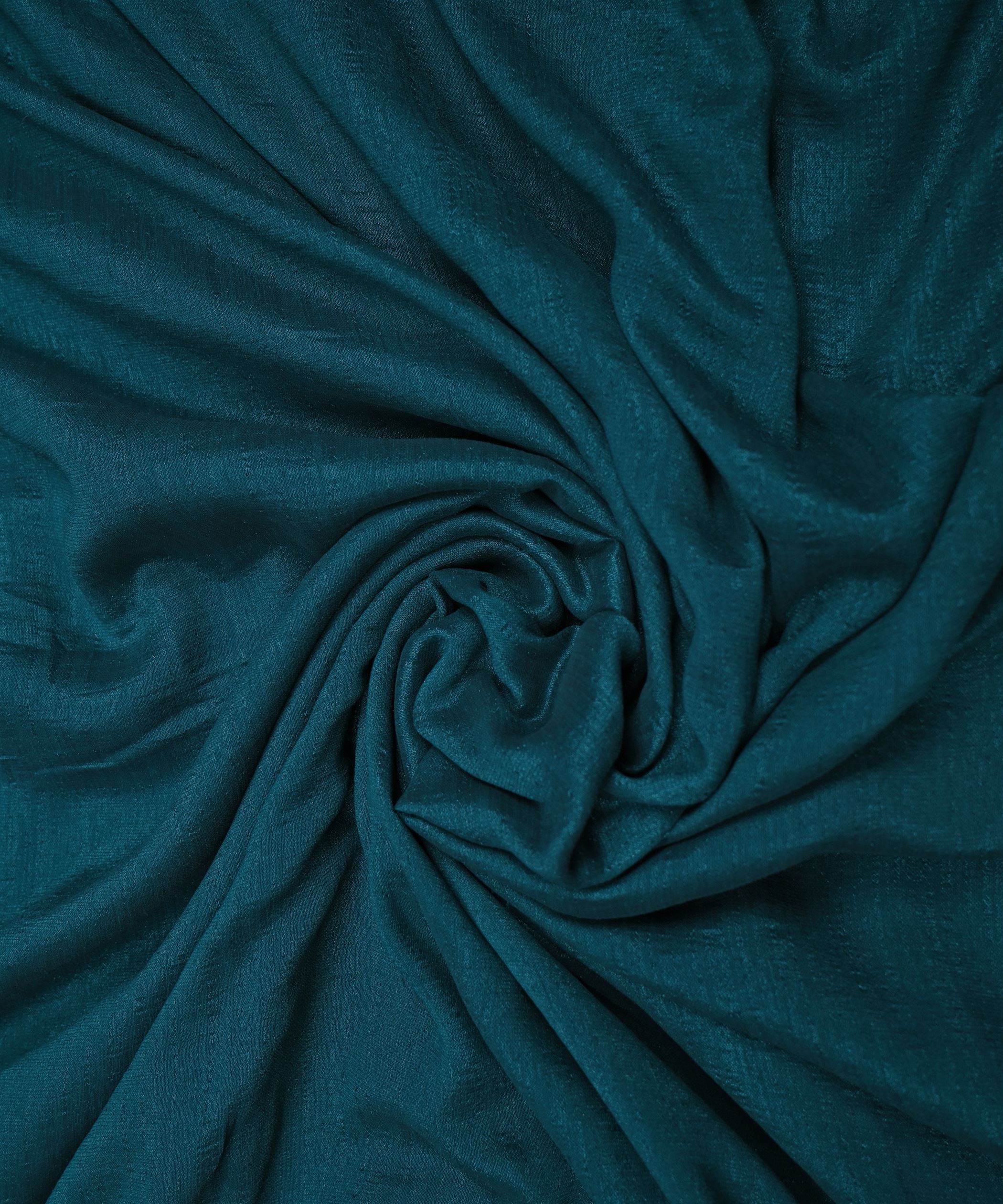 Teal Plain Dyed Semi Silk Fabric