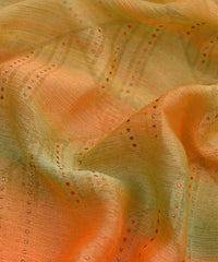 Orange Shaded Chiffon Fabric with Brasso and Glitter Dots